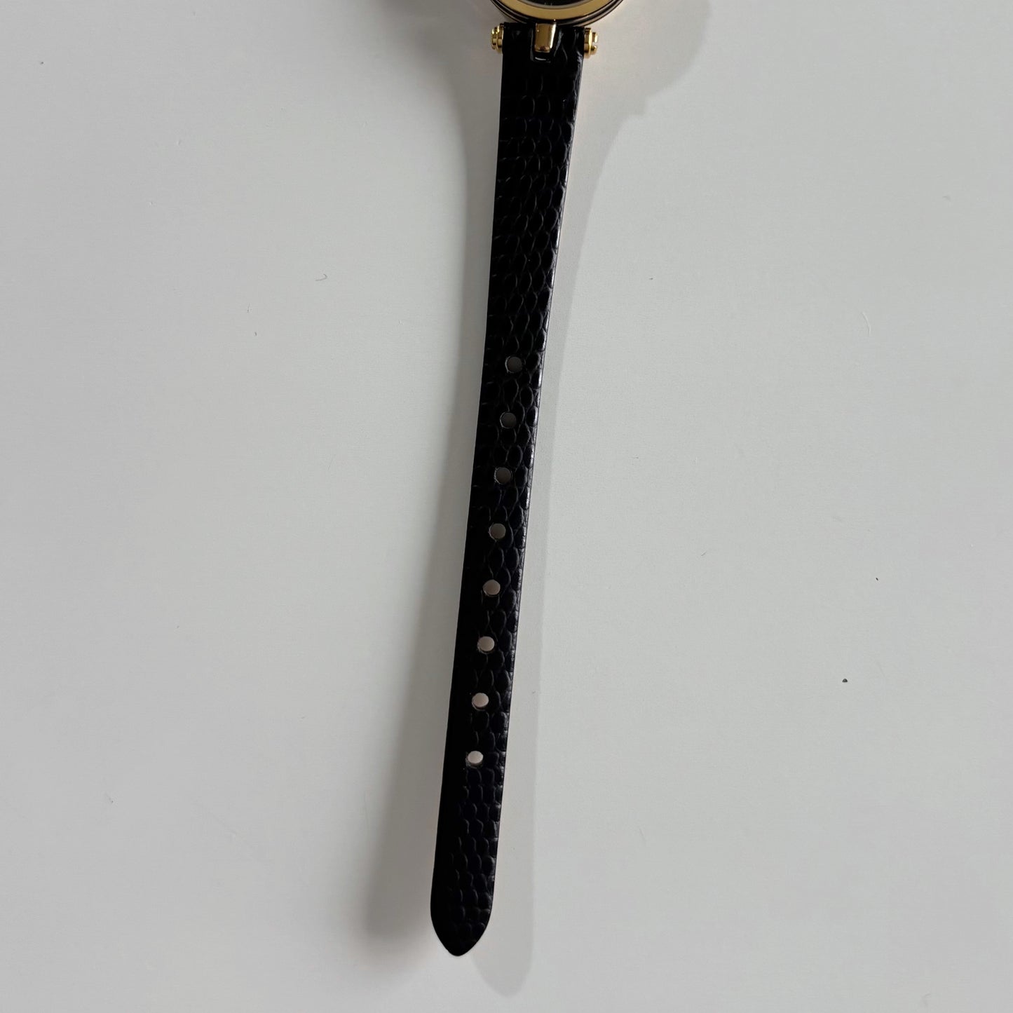 Gucci 1990s Black Round Dial Gold Plated Watch
