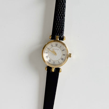 Gucci 1990s Round Dial Gold Plated Watch