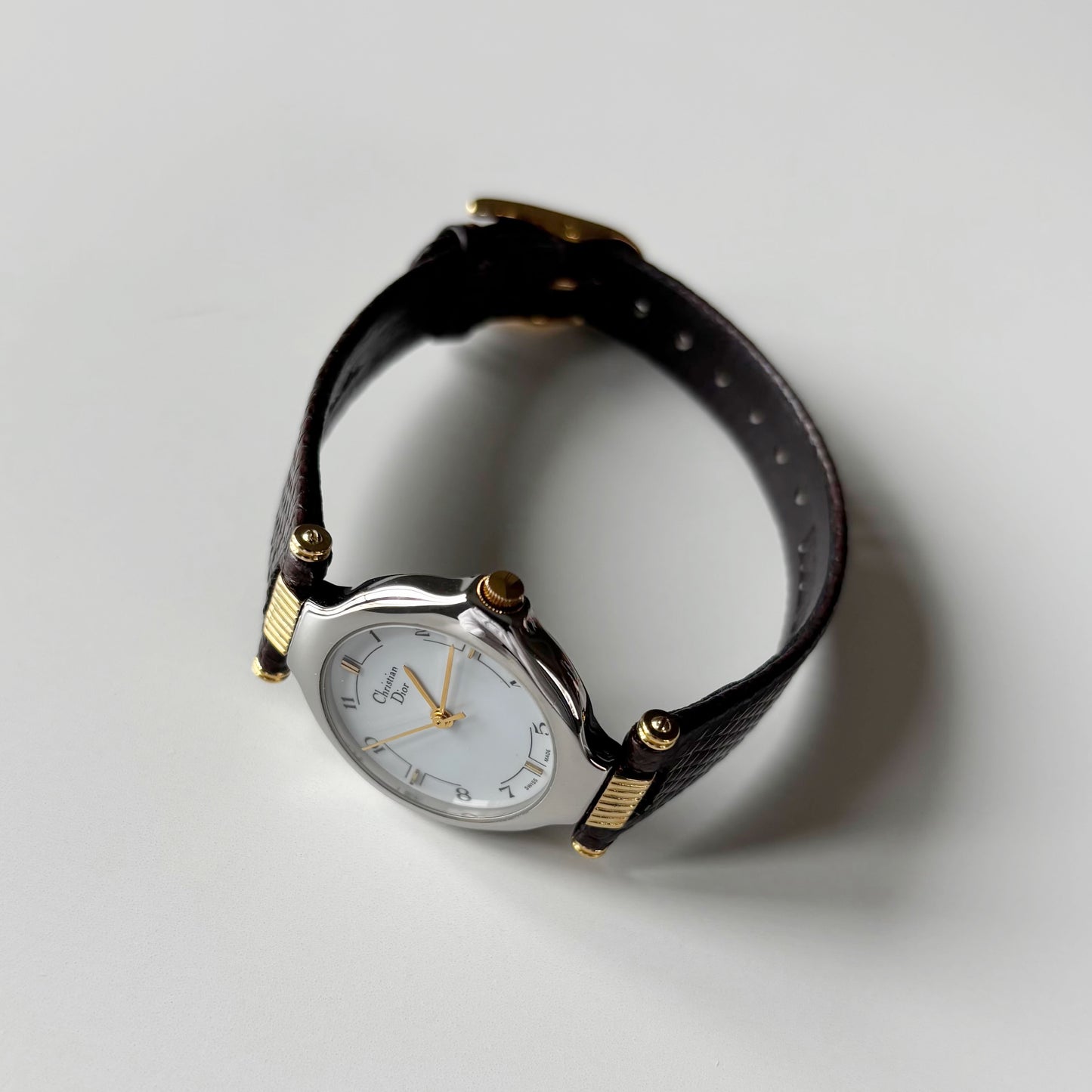 Dior 1990s Round Dial Two Tone Watch