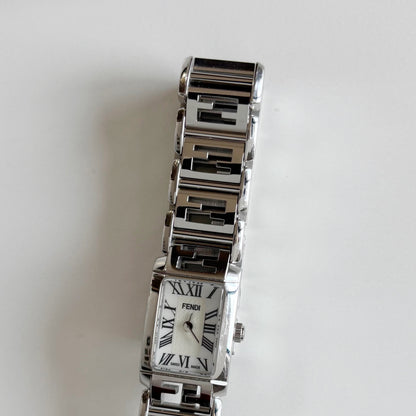 Fendi 1990s Seashell Dial Tank Stainless steel Watch