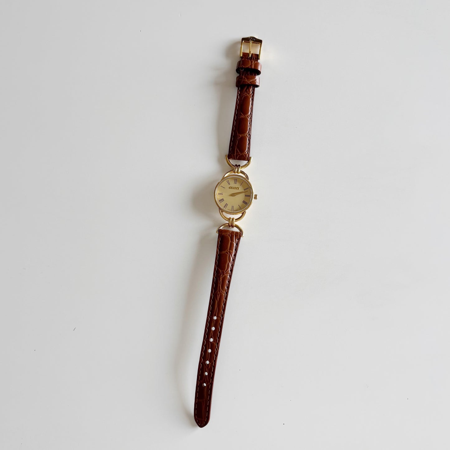 Gucci 1990s Round Dial Gold Plated Watch