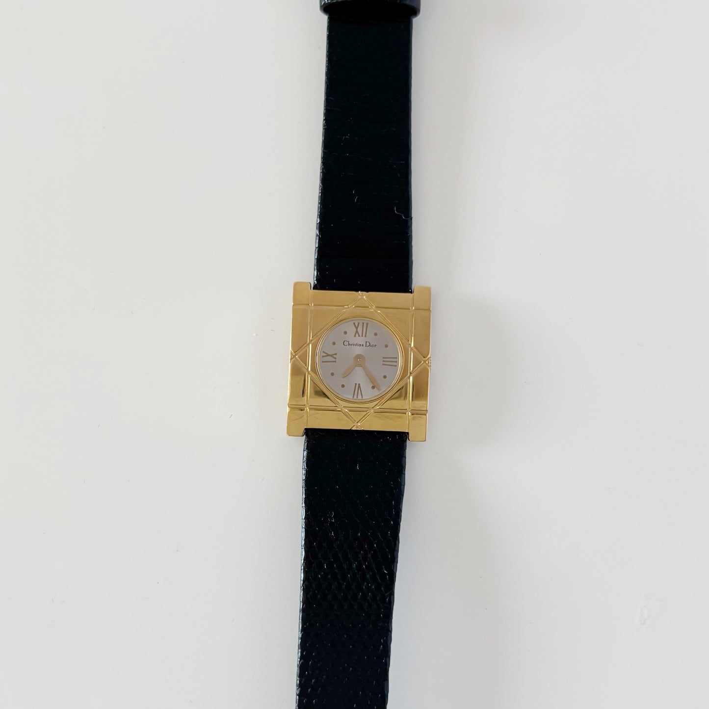 Dior 1990s Square Dial Gold Plated Watch