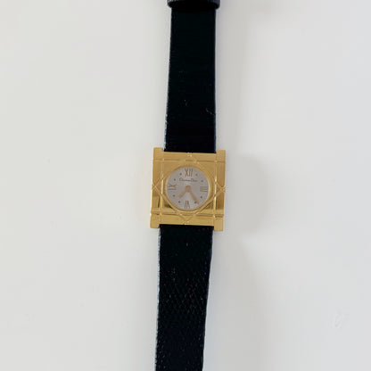 Dior 1990s Square Dial Gold Plated Watch