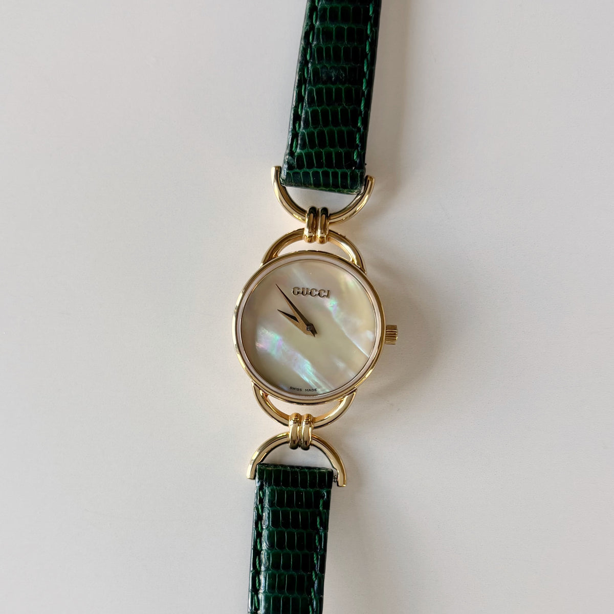 Gucci 1990s Seashell Dial Horsebit Watch