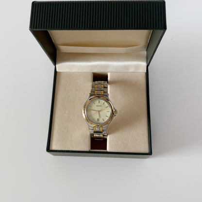 Gucci 1990s Date Round Dial Two-Tone Gold-Plated Watch (Large)