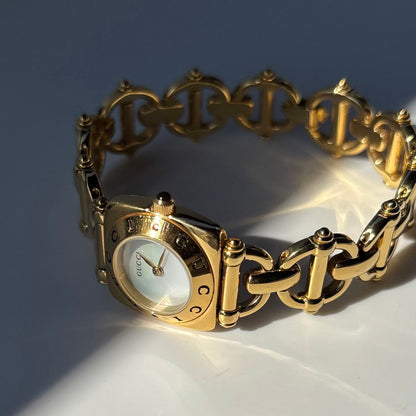 Gucci 1990s Seashell Dial Gold Plated Watch