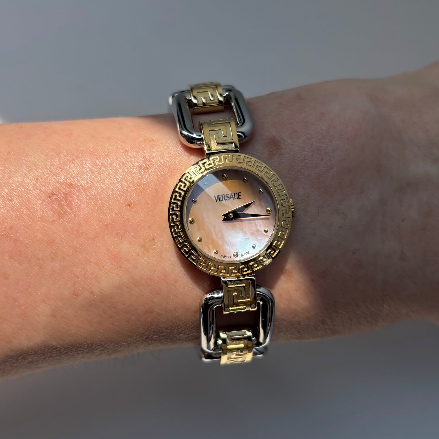 Versace Early 2000s Seashell Dial Two Tone Watch