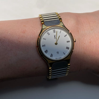 Yves Saint Laurent 1990s Two Tone Watch