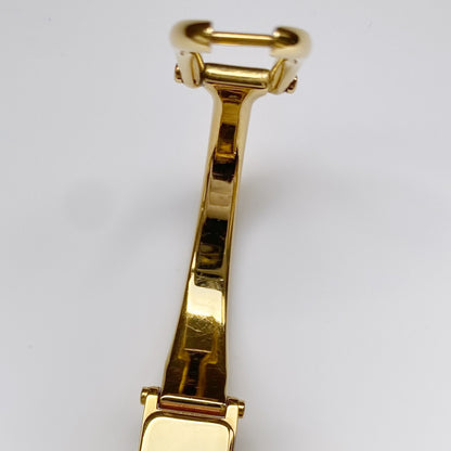 Gucci 1990s Gold Dial Gold Plated Rectangular Bangle Watch