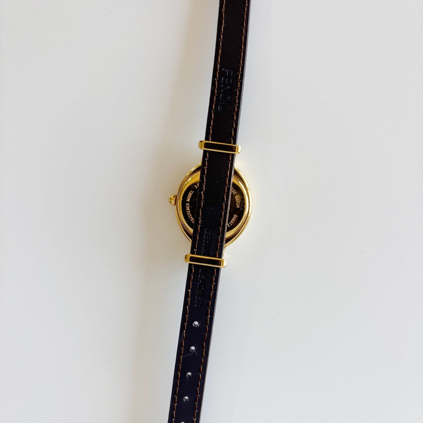 Fendi 1990s Interchangeable Belt Gold Plated Watch with 5 straps, case