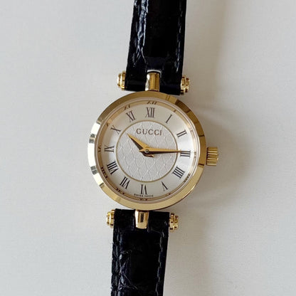 Gucci 1990s Round Dial Gold Plated Watch