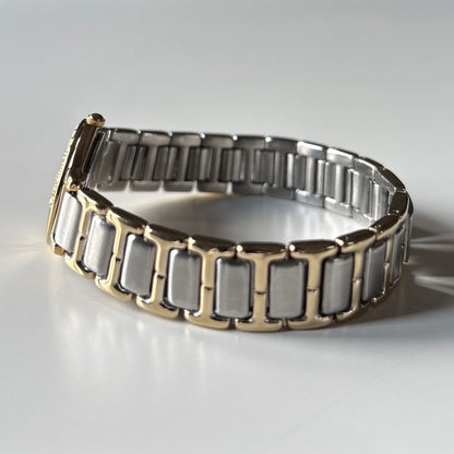 Yves Saint Laurent 1990s Cream Round Dial Two-Tone Gold-Plated Watch