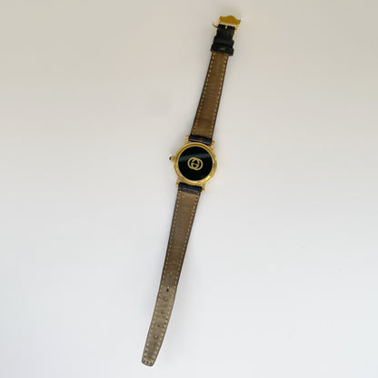 Gucci 1990s Gold Plated Date Round Watch