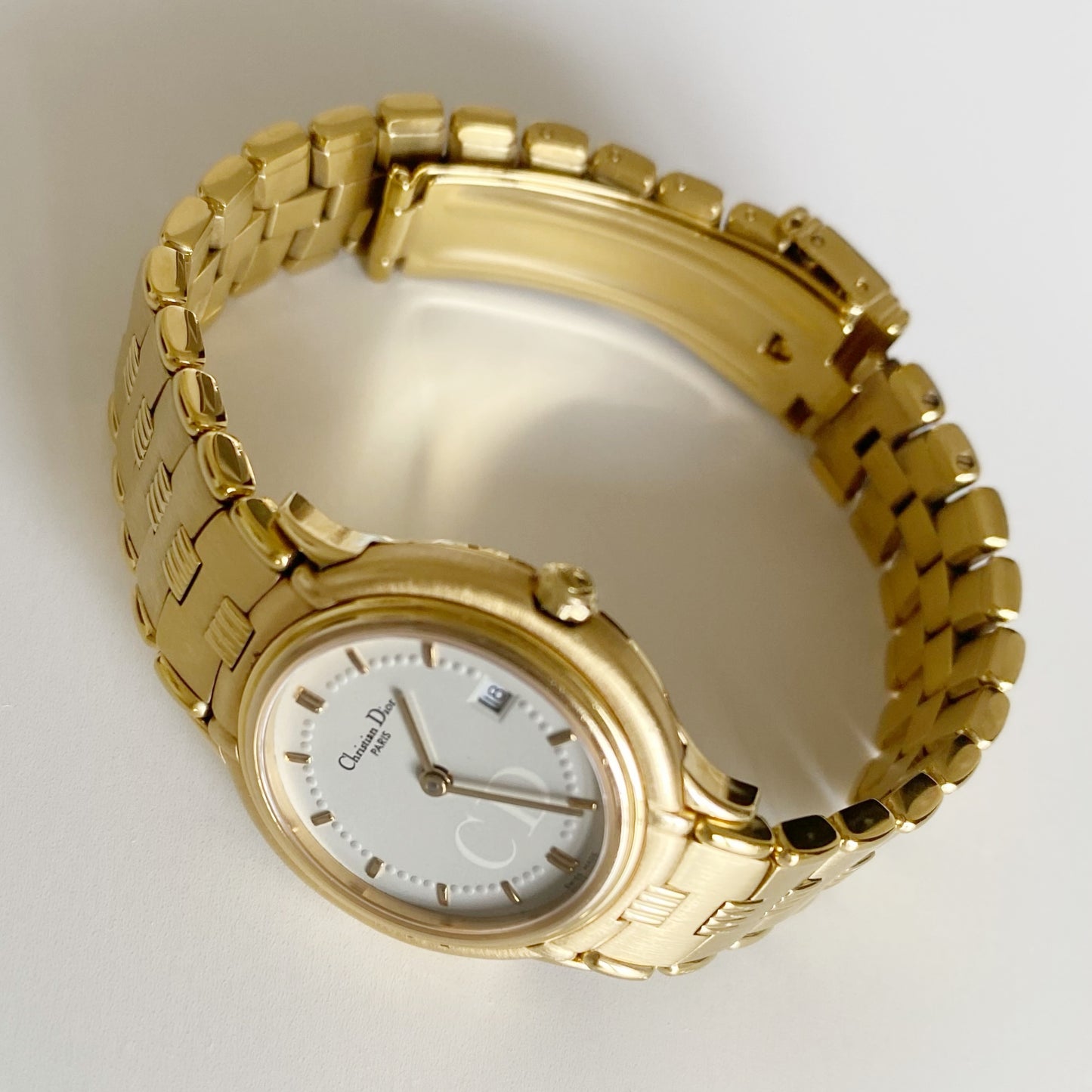 Dior 1990s Round Dial Gold Plated Watch