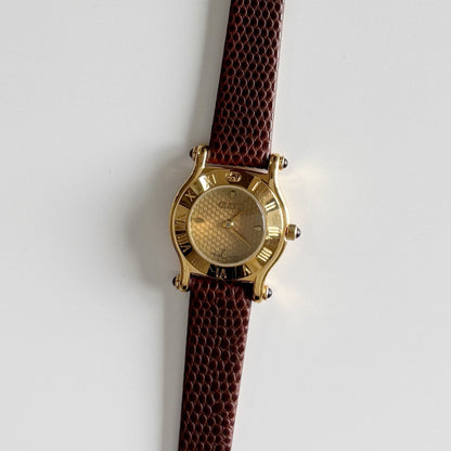 Gucci 1990s Gold Dial Gold Plated Watch