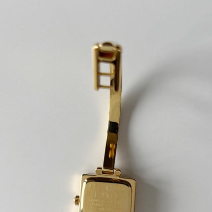 Gucci 1990s Square Dial Gold Plated Bangle Watch