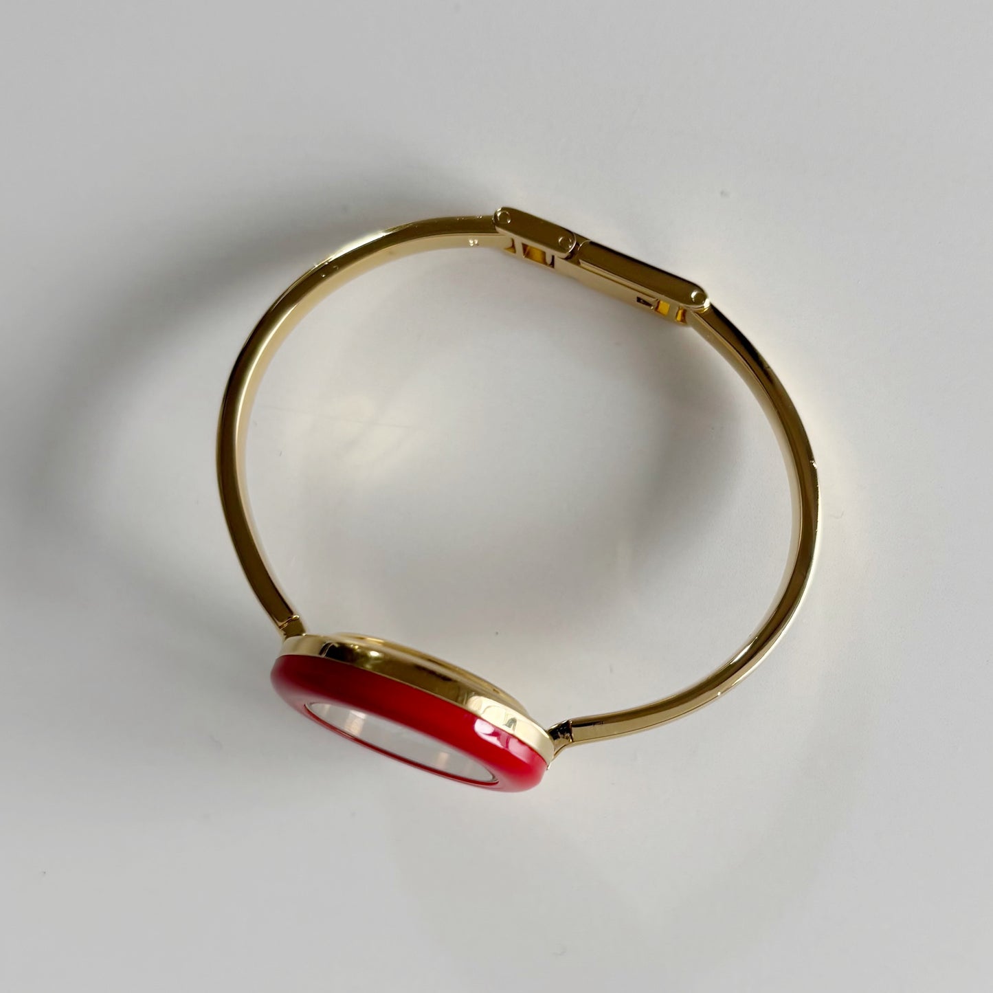 Gucci 1990s Interchangeable Bezel Gold Plated Bangle Watch with case, 12 bezels (Small)