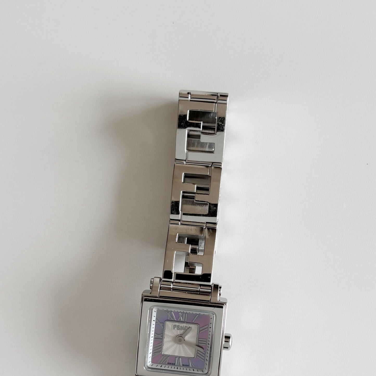 Fendi 1990s Seashell Square Dial Stainless steel Watch