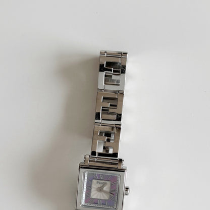 Fendi 1990s Seashell Square Dial Stainless steel Watch