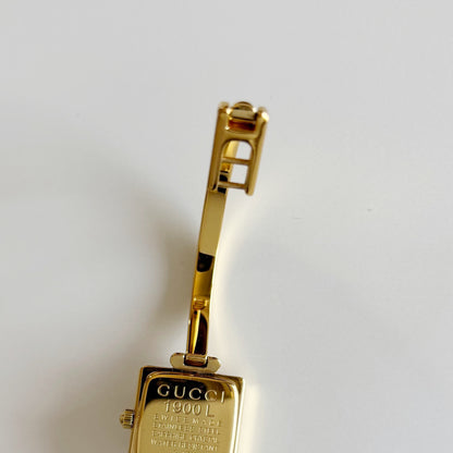 Gucci 1990s Square Dial Gold Plated Bangle Watch
