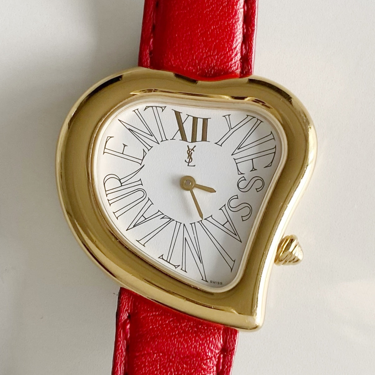 Yves Saint Laurent 1990s Heart shaped Dial Gold Plated Watch