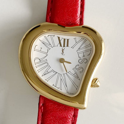 Yves Saint Laurent 1990s Heart shaped Dial Gold Plated Watch