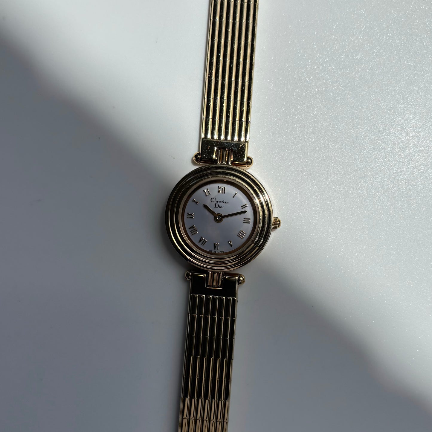 Dior 1990s Round Dial Gold Plated Watch