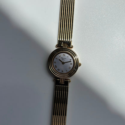 Dior 1990s Round Dial Gold Plated Watch