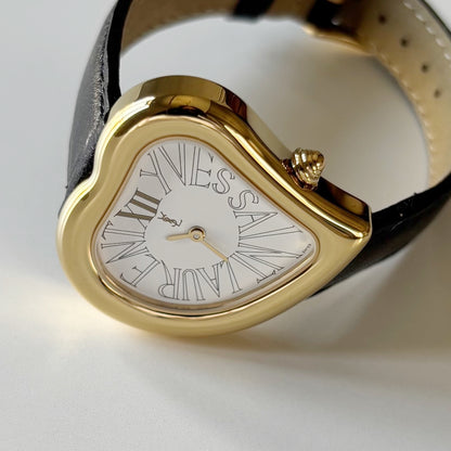 Yves Saint Laurent 1990s Heart Shaped Dial Gold Plated Watch
