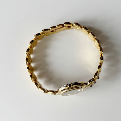 Givenchy 1990s Navy Round Dial Gold Plated Watch