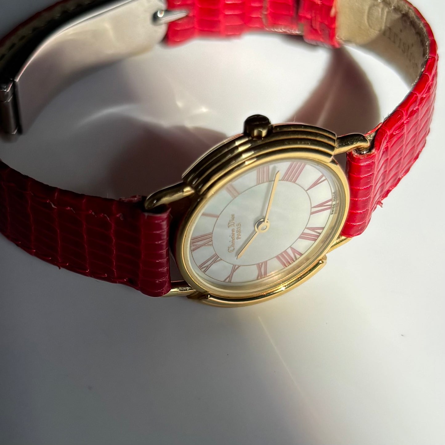 Dior 1990s Seashell Dial Gold Plated Watch