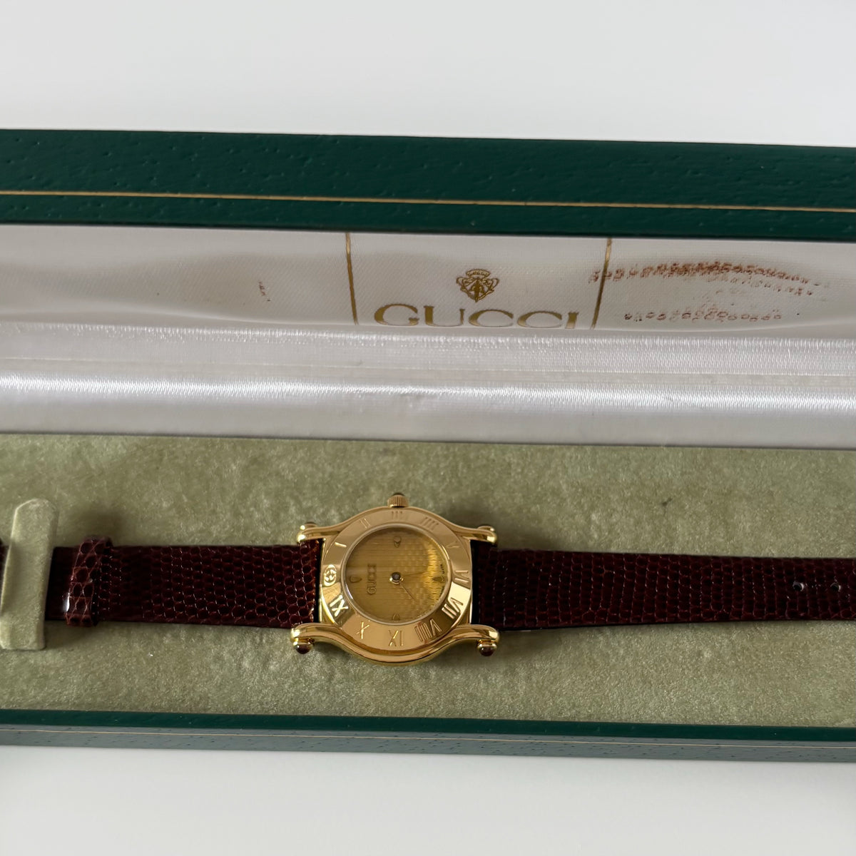Gucci 1990s Round Dial Gold Plated Watch