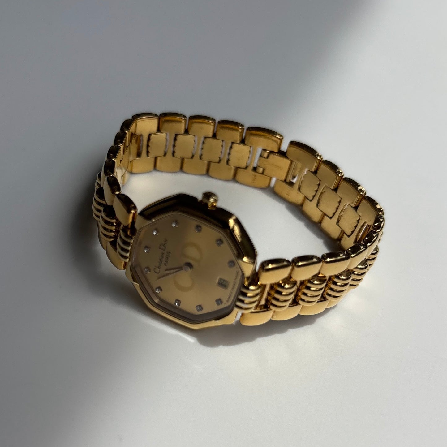 Dior 1990s Octagon Gold Plated Watch