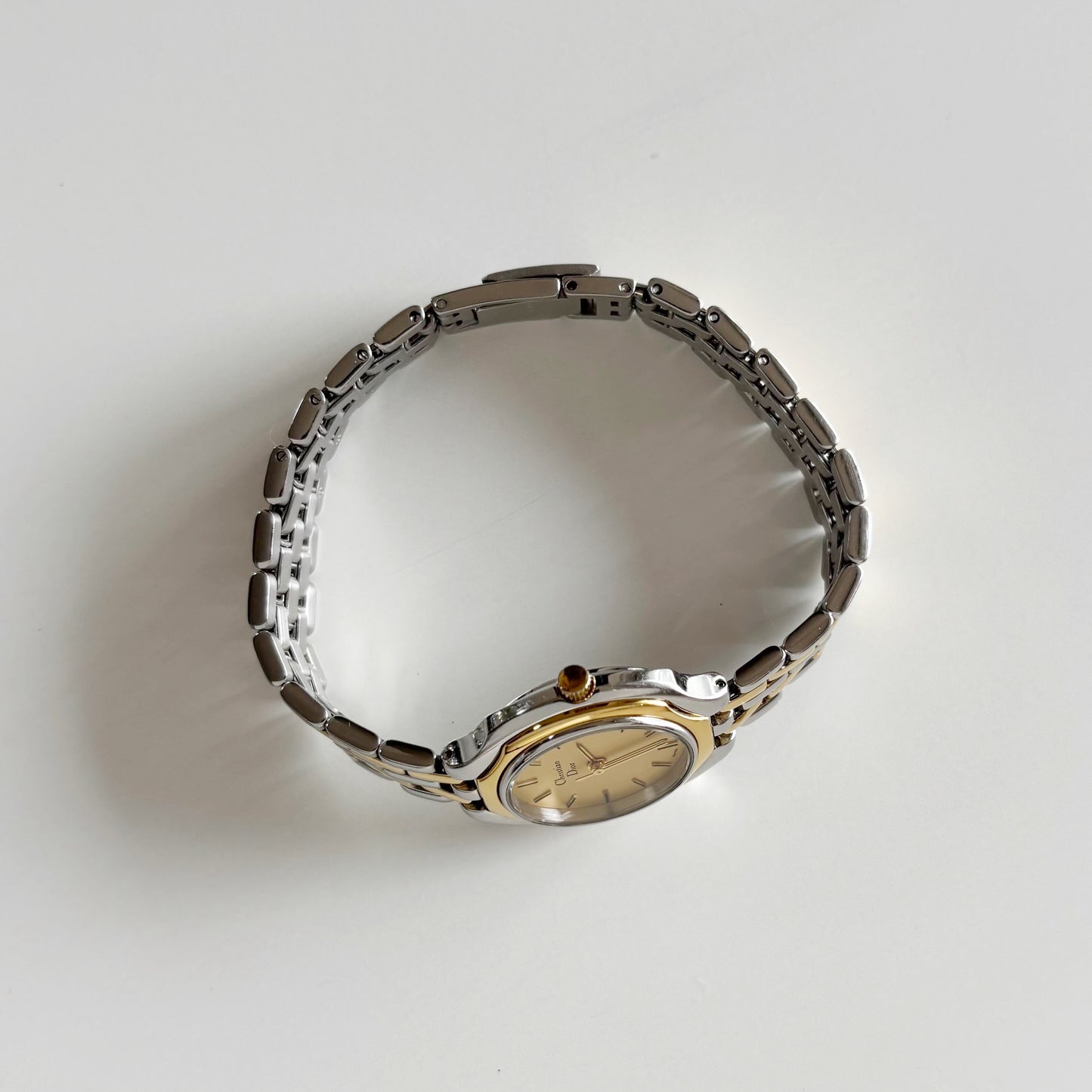 Dior 1990s Date Round Dial Two Tone Watch