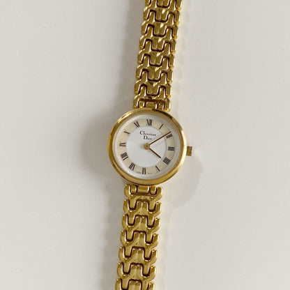 Dior 1990s Seashell Dial Gold Plated Watch