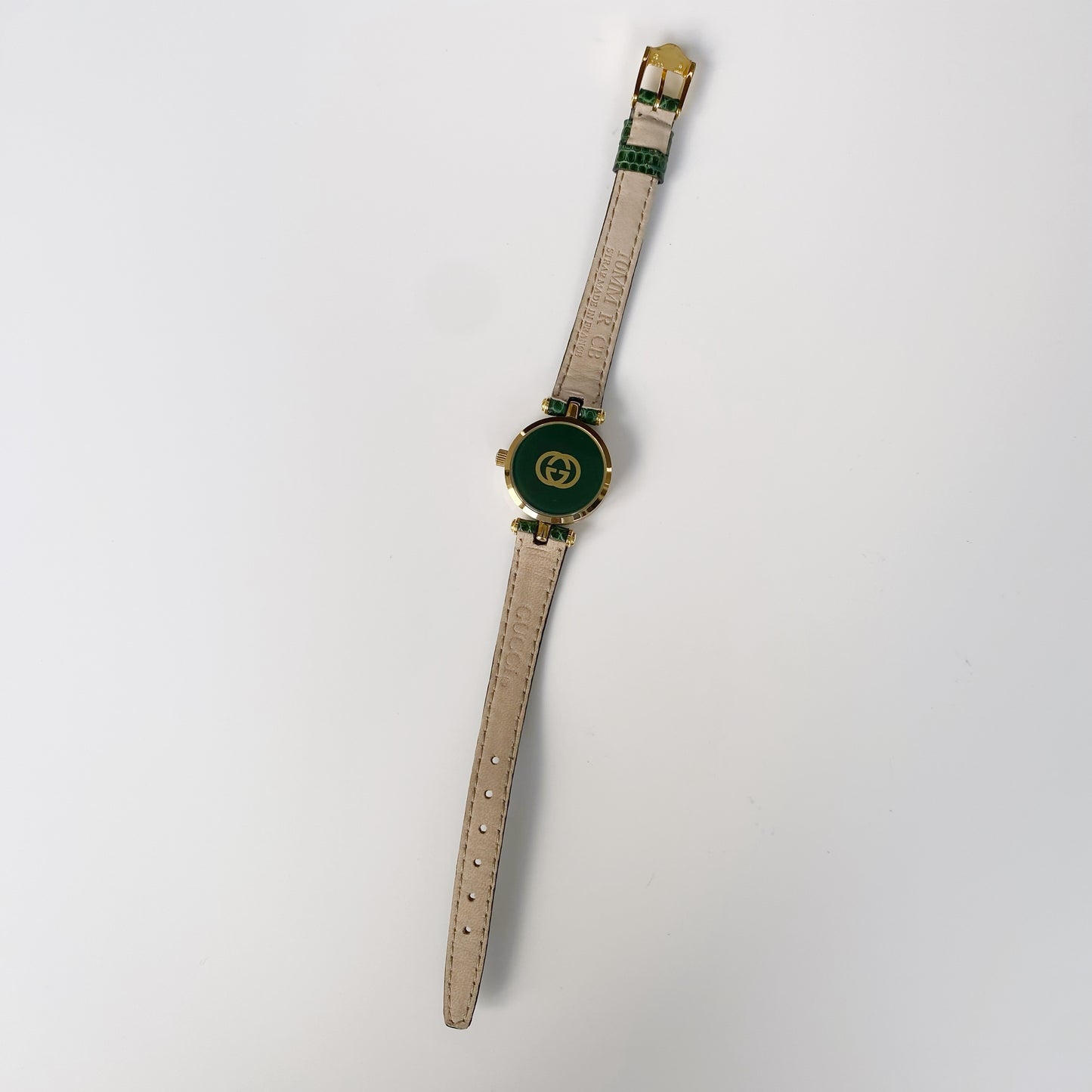 Gucci 1990s Round Green Leather Watch