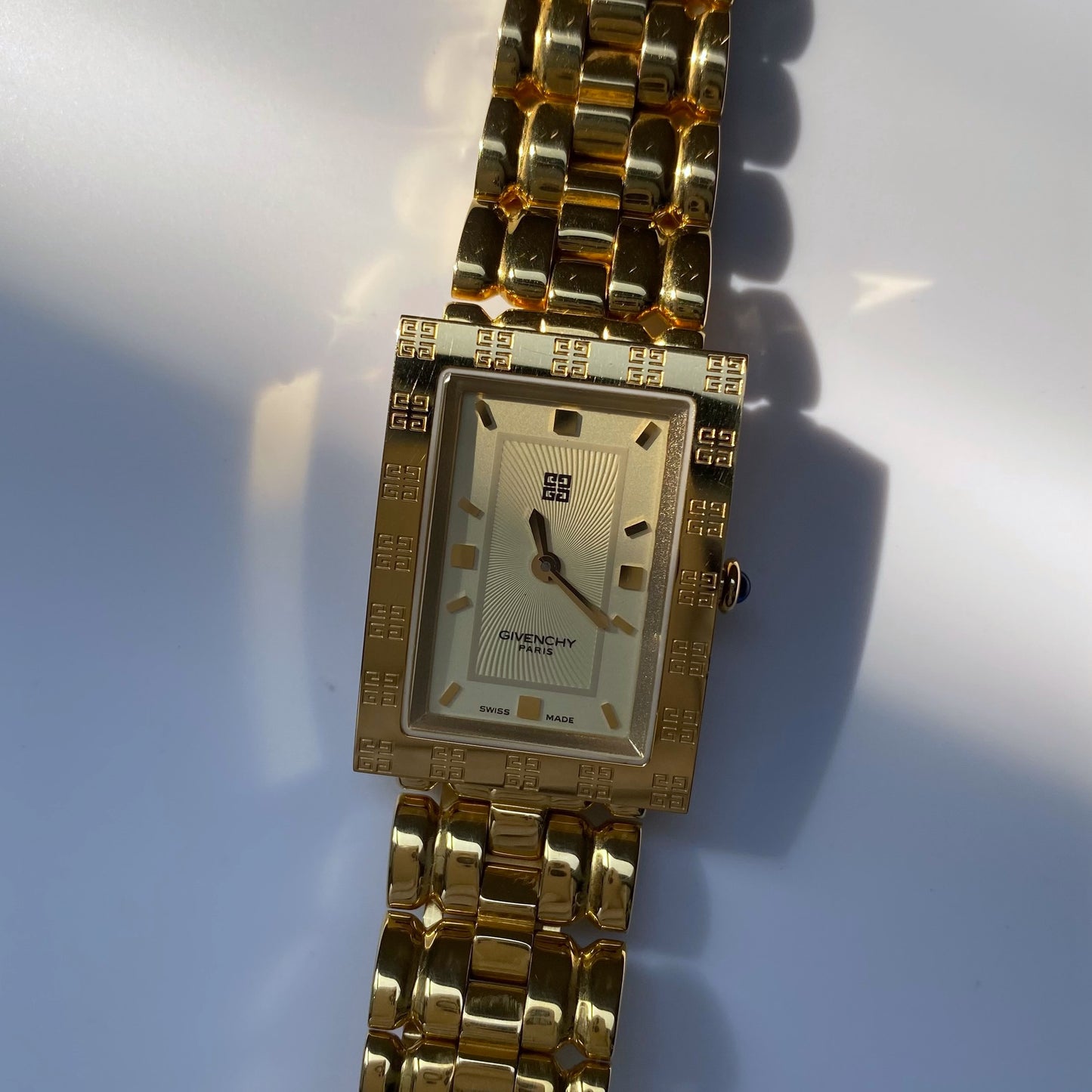 Givenchy 1990s Rectangular Gold Plated Watch