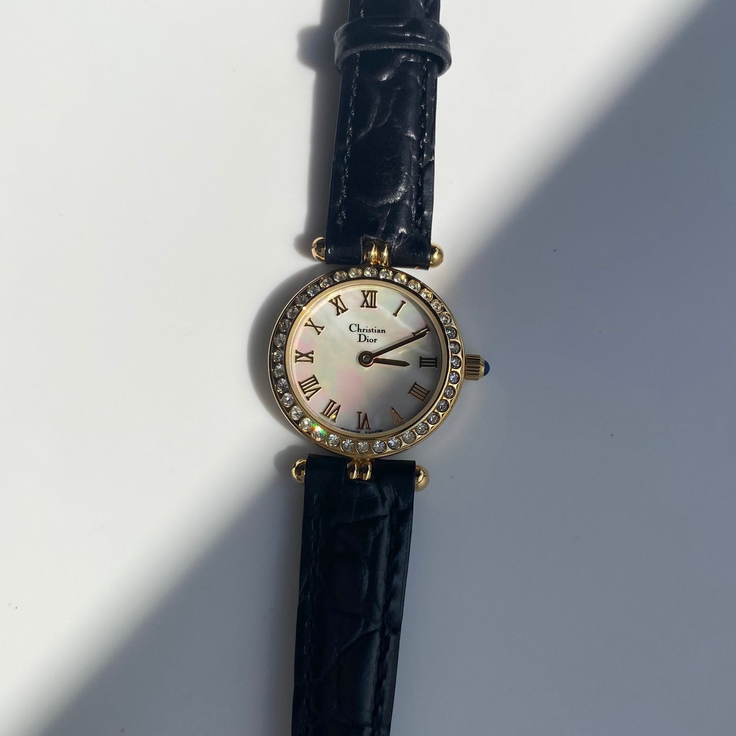 Dior 1990s Seashell Round Dial Gold Plated Watch