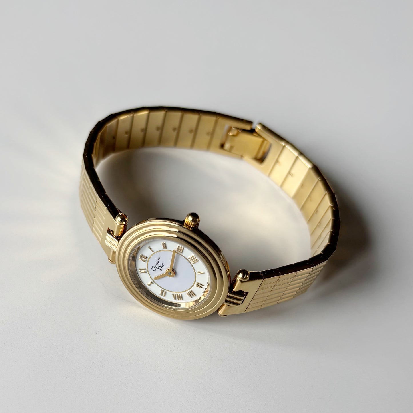 Dior 1990s Round Dial Gold Plated Watch