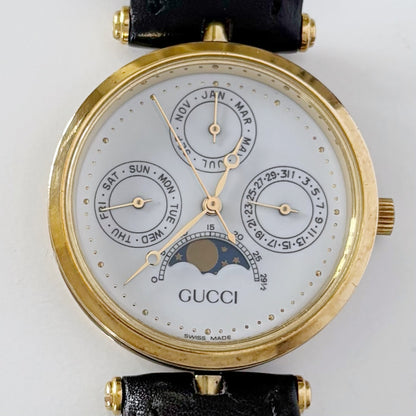 Gucci 1980s Gold Plated Moon Phase Watch