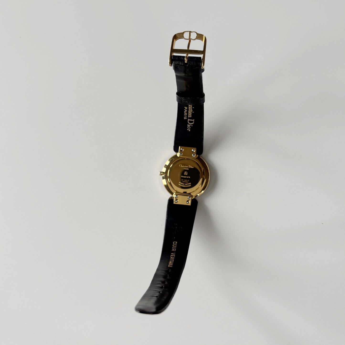 Dior 1990s Black Round Dial Gold Plated Watch (Large)