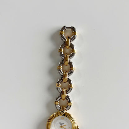 Dior 1990s Round Dial Two Tone Watch