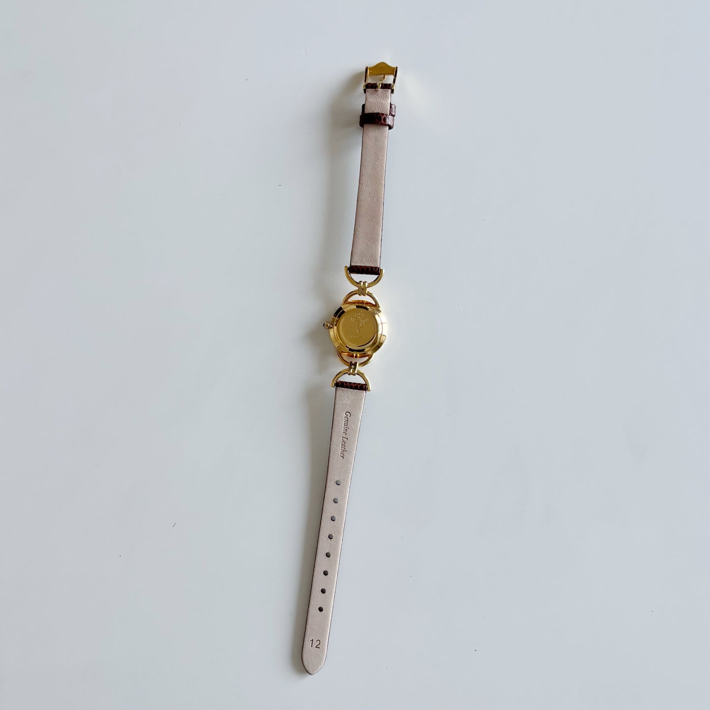 Gucci 1990s Seashell Dial Gold Plated Horsebit Watch