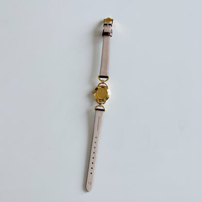 Gucci 1990s Seashell Dial Gold Plated Horsebit Watch