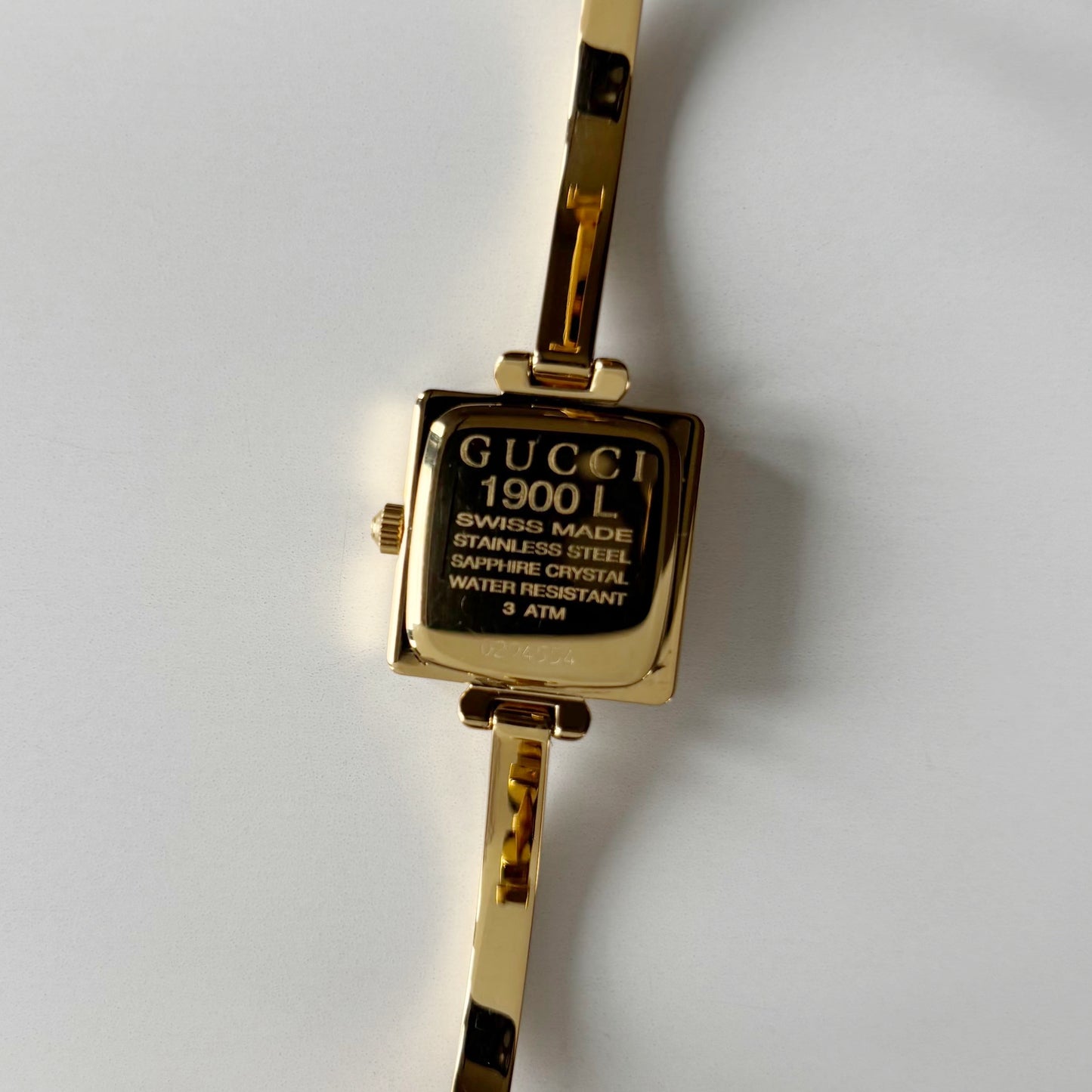 Gucci 1990s Square Dial Gold Plated Bangle Watch