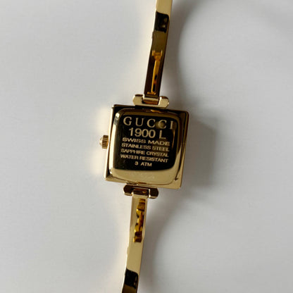 Gucci 1990s Square Dial Gold Plated Bangle Watch