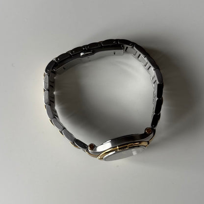 Gucci 1990s Date Black Round Dial Two-Tone Gold-Plated Watch