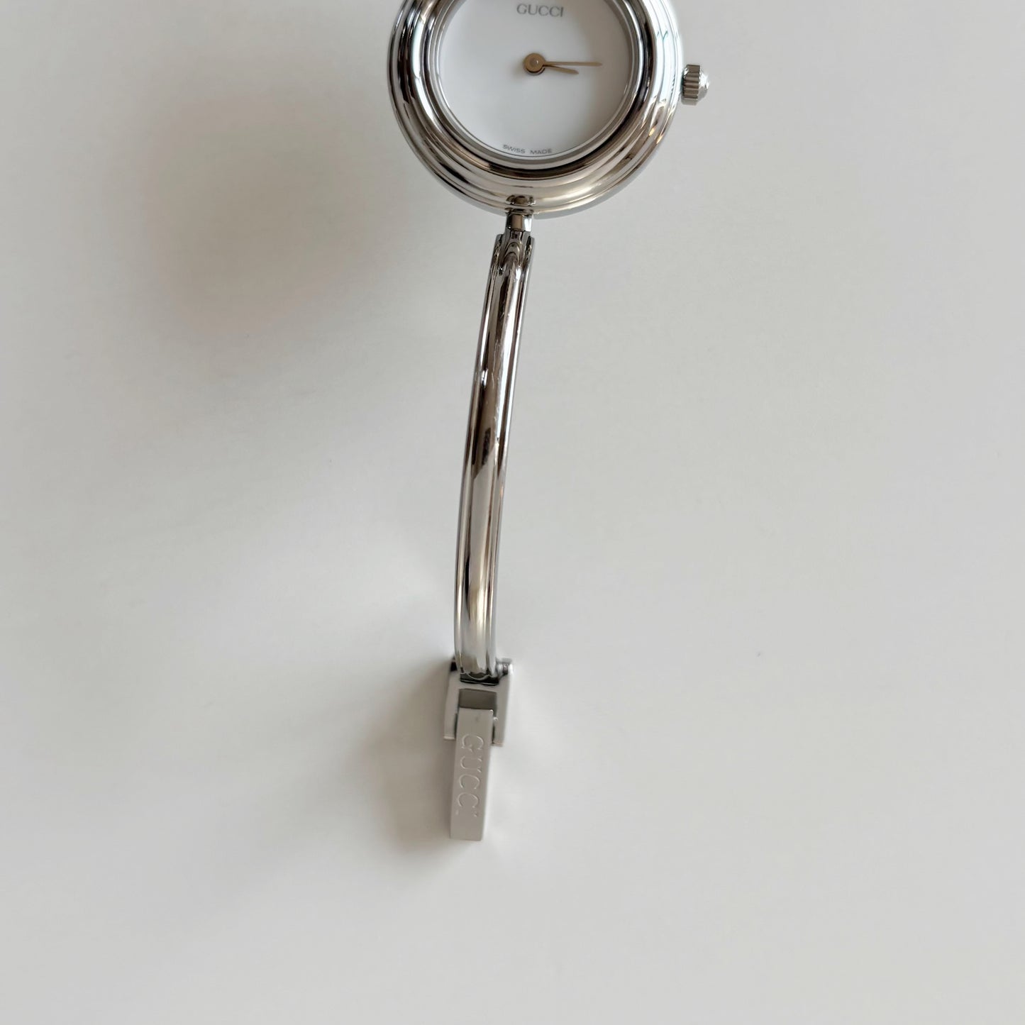 Gucci 1990s Interchangeable Bezel Stainless steel Bangle Watch with 12 bezels, case (Small)