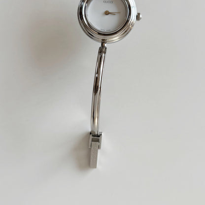 Gucci 1990s Interchangeable Bezel Stainless steel Bangle Watch with 12 bezels, case (Small)