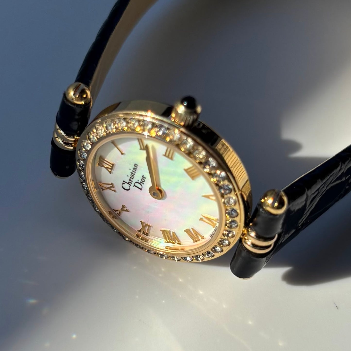 Dior 1990s Seashell Round Dial Gold Plated Watch